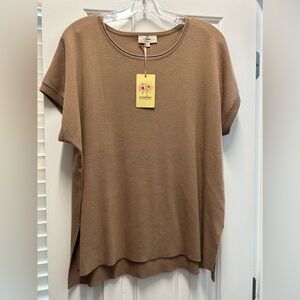 NEW Entro Tan Mocha Knit Light Weight Sweater Large